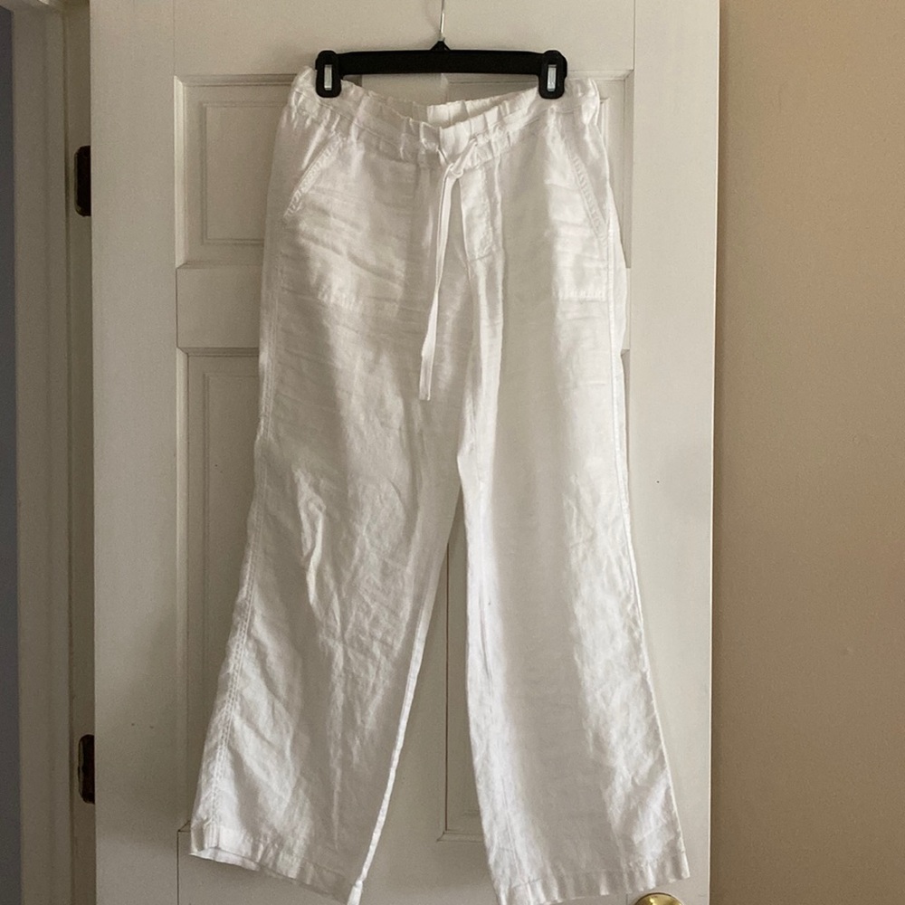 Caslon white linen drawstring pants.